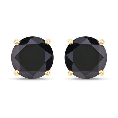 4.77 Carat Genuine Black Diamond 14K Yellow Gold Earrings  DestGlow