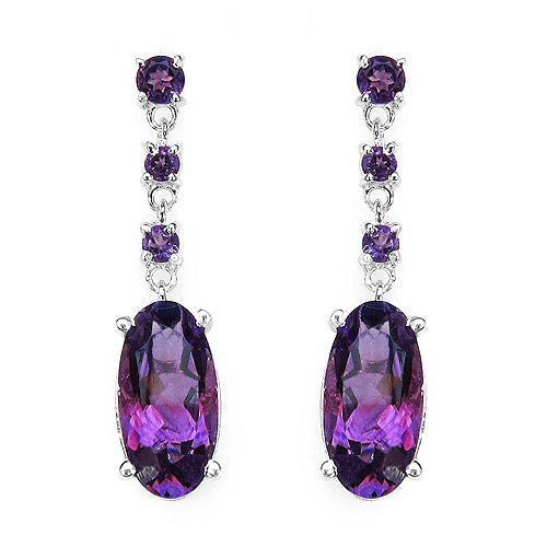 9.63 Carat Genuine Amethyst .925 Sterling Silver Earrings  DestGlow