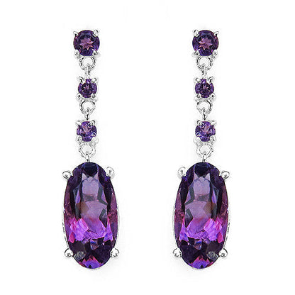9.63 Carat Genuine Amethyst .925 Sterling Silver Earrings  DestGlow