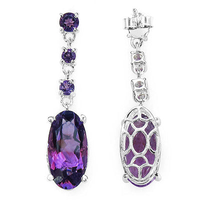 9.63 Carat Genuine Amethyst .925 Sterling Silver Earrings  DestGlow
