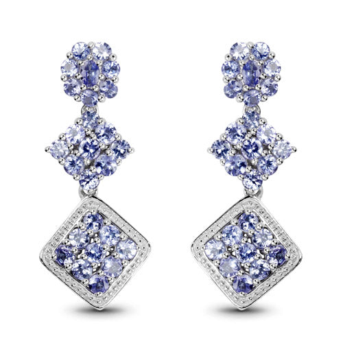 4.92 Carat Genuine Tanzanite .925 Sterling Silver Earrings  DestGlow