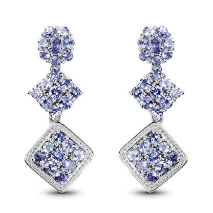4.92 Carat Genuine Tanzanite .925 Sterling Silver Earrings  DestGlow