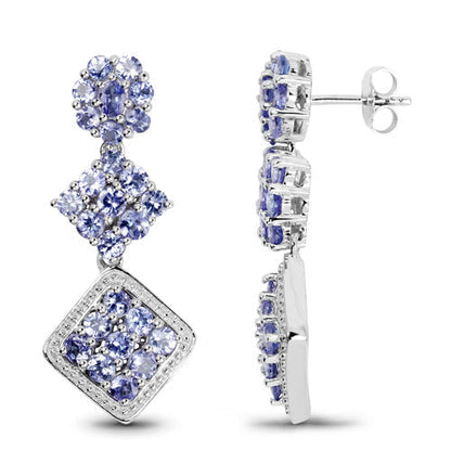 4.92 Carat Genuine Tanzanite .925 Sterling Silver Earrings  DestGlow