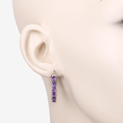 3.20 Carat Genuine Amethyst .925 Sterling Silver Earrings  DestGlow