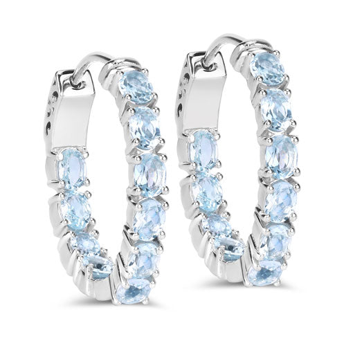 3.80 Carat Genuine Blue Topaz .925 Sterling Silver Earrings  DestGlow