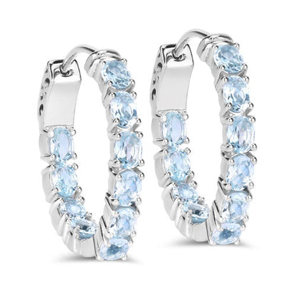 3.80 Carat Genuine Blue Topaz .925 Sterling Silver Earrings  DestGlow