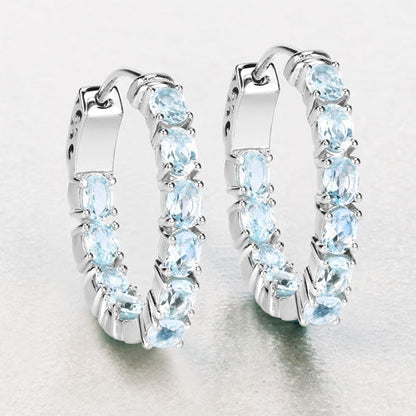 3.80 Carat Genuine Blue Topaz .925 Sterling Silver Earrings  DestGlow