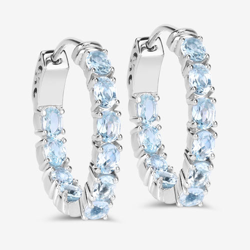 3.80 Carat Genuine Blue Topaz .925 Sterling Silver Earrings  DestGlow