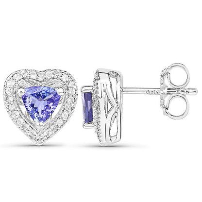 1.18 Carat Genuine Tanzanite &amp; White Topaz .925 Sterling Silver Earrings  DestGlow