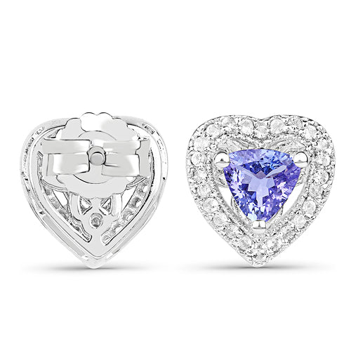 1.18 Carat Genuine Tanzanite &amp; White Topaz .925 Sterling Silver Earrings  DestGlow
