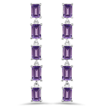 5.50 Carat Genuine Amethyst .925 Sterling Silver Earrings  DestGlow