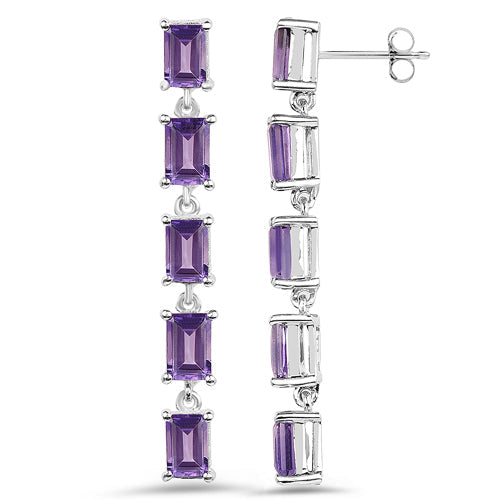 5.50 Carat Genuine Amethyst .925 Sterling Silver Earrings  DestGlow