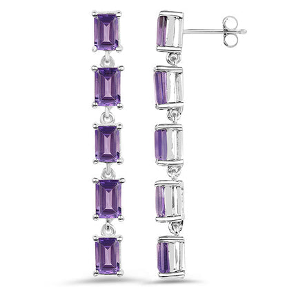 5.50 Carat Genuine Amethyst .925 Sterling Silver Earrings  DestGlow