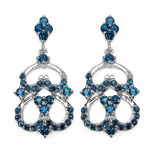 4.84 Carat Genuine London Blue Topaz .925 Sterling Silver Earrings by Bids.com