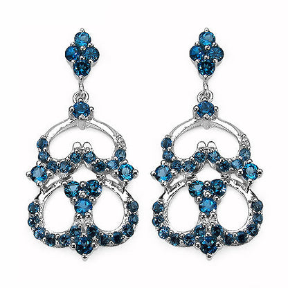 4.84 Carat Genuine London Blue Topaz .925 Sterling Silver Earrings by Bids.com
