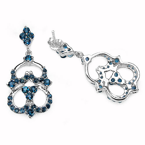 4.84 Carat Genuine London Blue Topaz .925 Sterling Silver Earrings by Bids.com