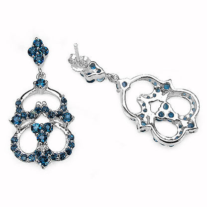 4.84 Carat Genuine London Blue Topaz .925 Sterling Silver Earrings by Bids.com