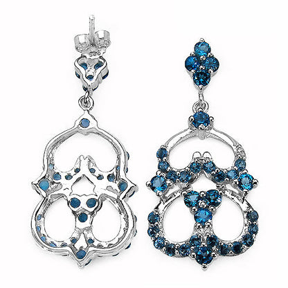 4.84 Carat Genuine London Blue Topaz .925 Sterling Silver Earrings by Bids.com
