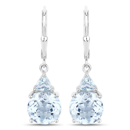 7.52 Carat Genuine Baby Swiss Blue Topaz and Blue Topaz .925 Sterling Silver Earrings  DestGlow