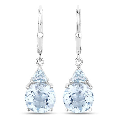 7.52 Carat Genuine Baby Swiss Blue Topaz and Blue Topaz .925 Sterling Silver Earrings  DestGlow