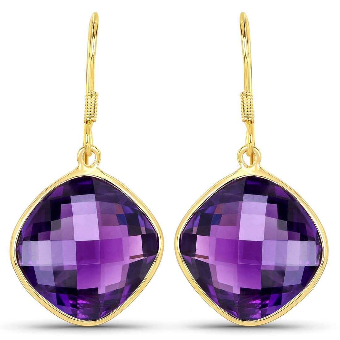 24.60 Carat Genuine Amethyst .925 Sterling Silver Earrings 
