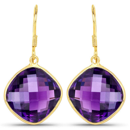 24.60 Carat Genuine Amethyst .925 Sterling Silver Earrings  DestGlow