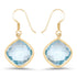 14K Yellow Gold Plated 29.00 Carat Genuine Blue Topaz .925 Sterling Silver Earrings 