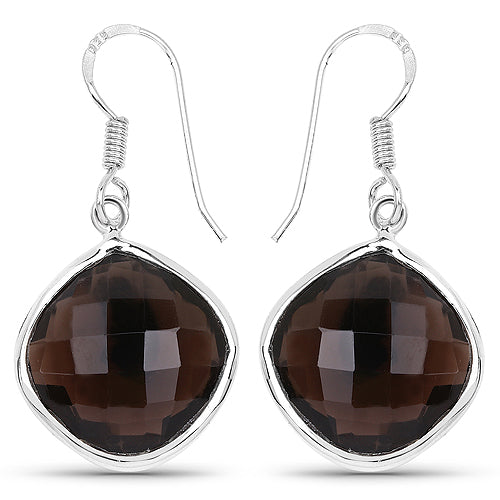 22.80 Carat Genuine Smoky Quartz .925 Sterling Silver Earrings by Bids.com