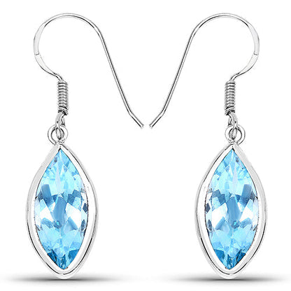 9.76 Carat Genuine Blue Topaz .925 Sterling Silver Earrings by Bids.com