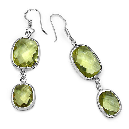 25.74 Carat Genuine Lemon Quartz .925 Sterling Silver Earrings by Bids.com