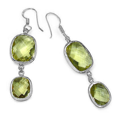 25.74 Carat Genuine Lemon Quartz .925 Sterling Silver Earrings by Bids.com