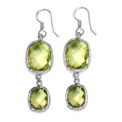 25.74 Carat Genuine Lemon Quartz .925 Sterling Silver Earrings by Bids.com