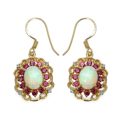 14K Yellow Gold Plated 4.94 Carat Genuine Multi Stones .925 Sterling Silver Earrings by Bids.com
