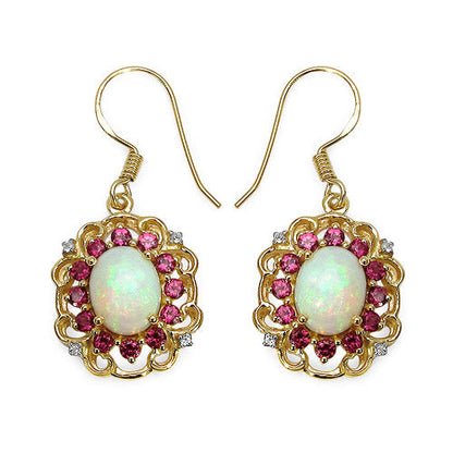 14K Yellow Gold Plated 4.94 Carat Genuine Multi Stones .925 Sterling Silver Earrings by Bids.com