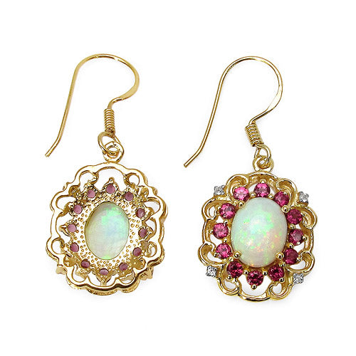 14K Yellow Gold Plated 4.94 Carat Genuine Multi Stones .925 Sterling Silver Earrings by Bids.com
