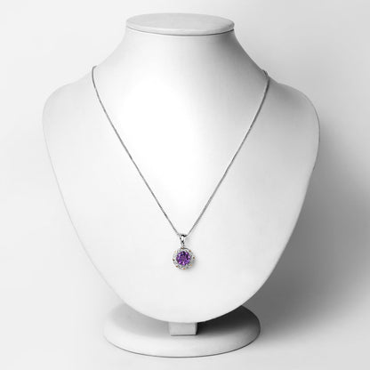 1.87 Carat Genuine Amethyst and White Diamond 14K Yellow Gold with .925 Sterling Silver Pendant by Bids.com