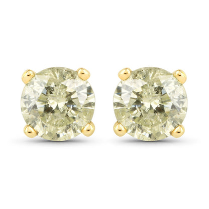 1.15 Carat Genuine LB Diamond 14K Yellow Gold Earrings by Bids.com