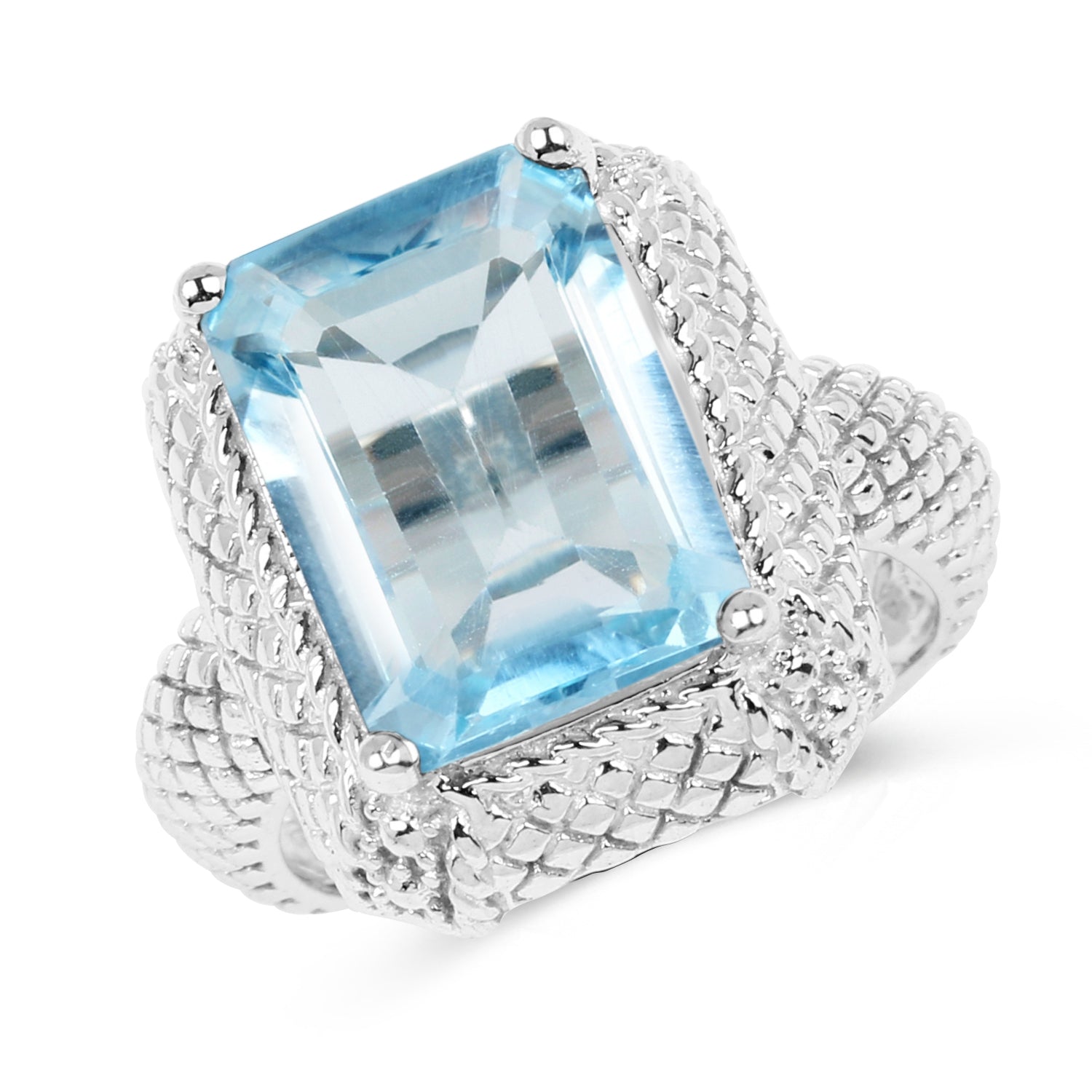 9.25 Carat Genuine Blue Topaz .925 Sterling Silver Ring by Bids.com