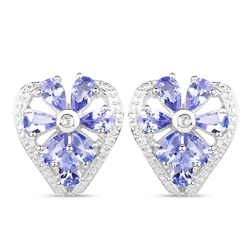 2.97 Carat Genuine Tanzanite &amp; White Topaz .925 Sterling Silver Earrings  DestGlow