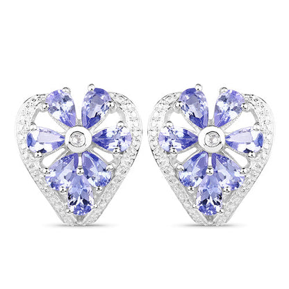 2.97 Carat Genuine Tanzanite &amp; White Topaz .925 Sterling Silver Earrings  DestGlow