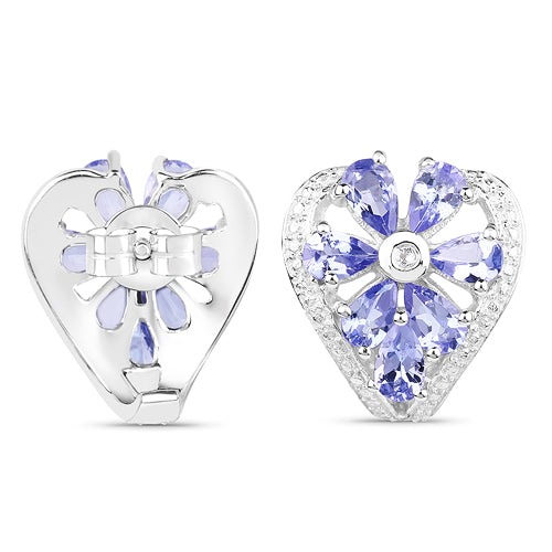 2.97 Carat Genuine Tanzanite &amp; White Topaz .925 Sterling Silver Earrings  DestGlow