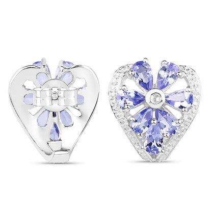 2.97 Carat Genuine Tanzanite &amp; White Topaz .925 Sterling Silver Earrings  DestGlow