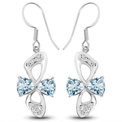 5.06 Carat Genuine Blue Topaz and White Topaz .925 Sterling Silver Earrings  DestGlow
