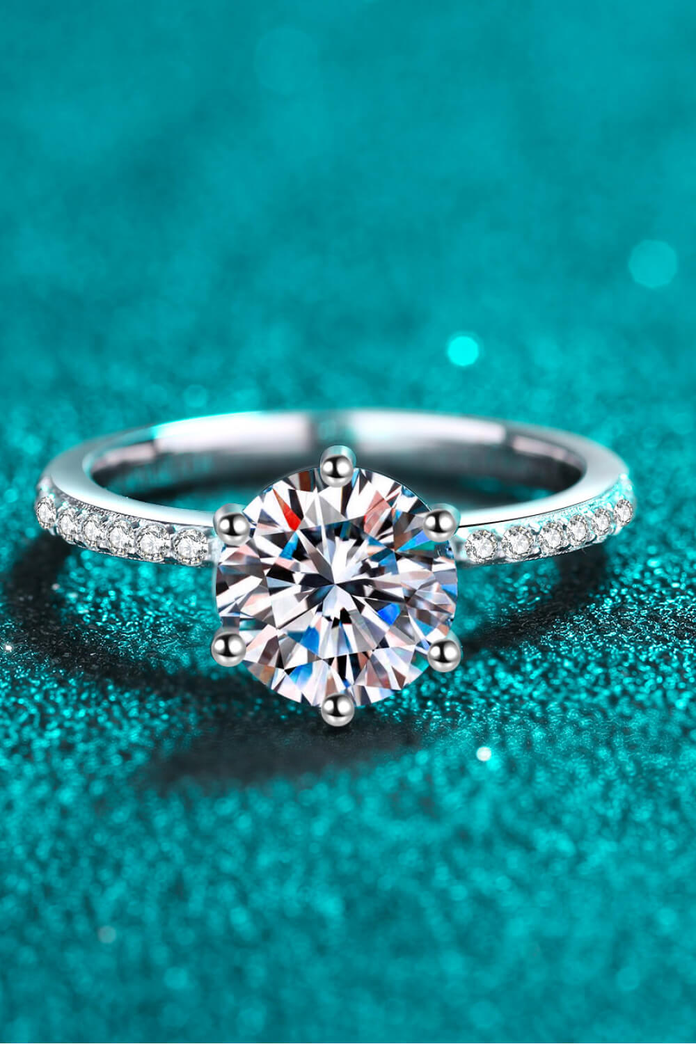 Rhodium Over Pure Sterling Silver 2 Carat Brilliant Round Cut Sparkala™ Ring by Sparkala