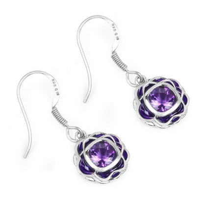 1.50 Carat Genuine Amethyst .925 Sterling Silver Earrings  DestGlow
