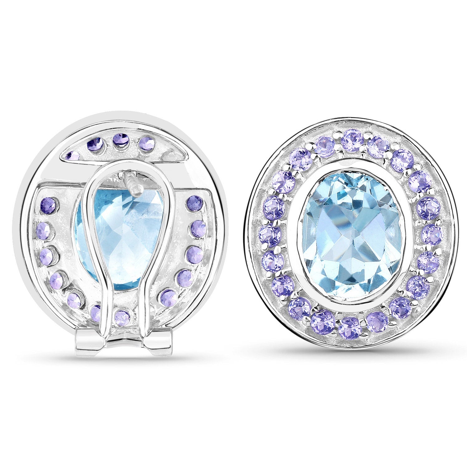 6.30 ct. Genuine Blue Topaz and Tanzanite .925 Sterling Silver Earrings by Avera Group