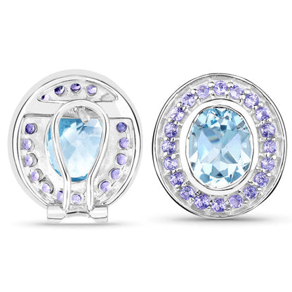 6.30 Carat Genuine Blue Topaz and Tanzanite .925 Sterling Silver Earrings by Bids.com
