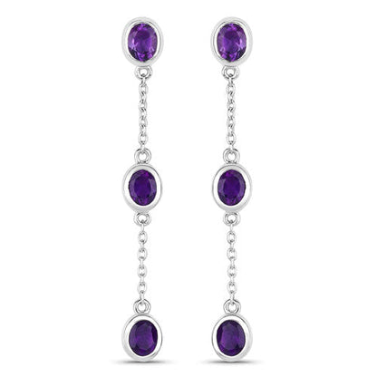 2.04 Carat Genuine Amethyst .925 Sterling Silver Earrings by Bids.com