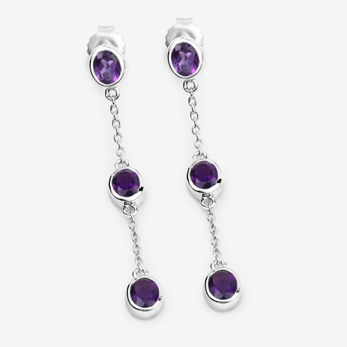 2.04 Carat Genuine Amethyst .925 Sterling Silver Earrings by Bids.com
