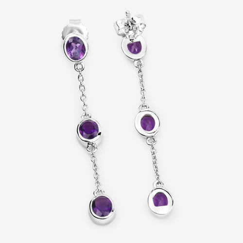 2.04 Carat Genuine Amethyst .925 Sterling Silver Earrings by Bids.com